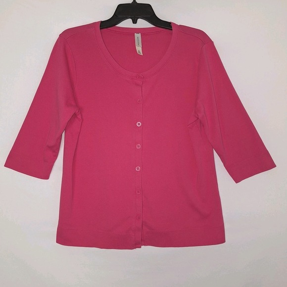 White Stag Sweaters - Preppy Coquette 3/4 Sleeves White Stag M (8- 10) Pink Fuchsia Button-Up Cardigan